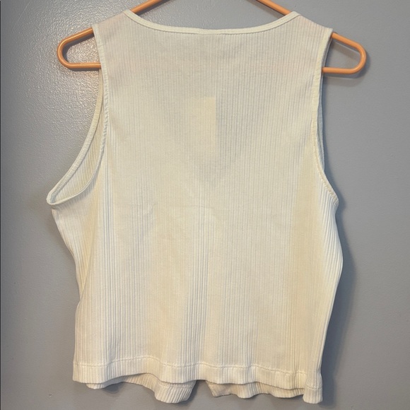 a new day White Ribbed V-Neck Button Tank Top - Picture 4 of 4